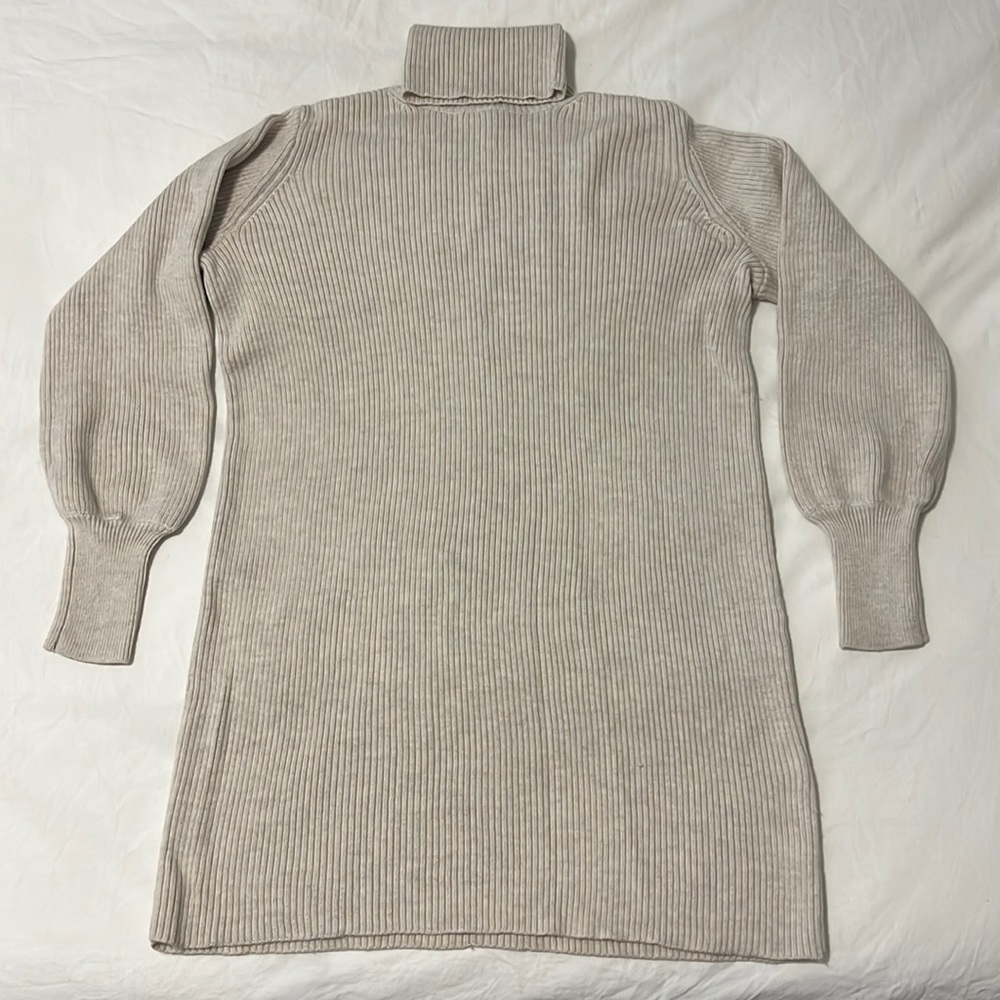 Aritzia Wilfred Ribbed Heathered Oat Sweater Dress w/ Turtle Neck